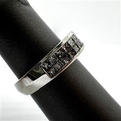 14K 585 White Gold 6.8G 0.26ctw Diamond Cluster Ring Size: 3.5!